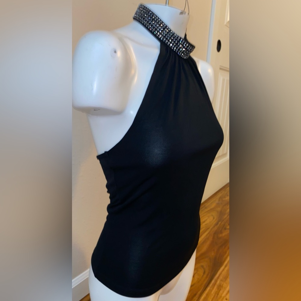 Express Black Sparkle Halter Top - Picture 2 of 8